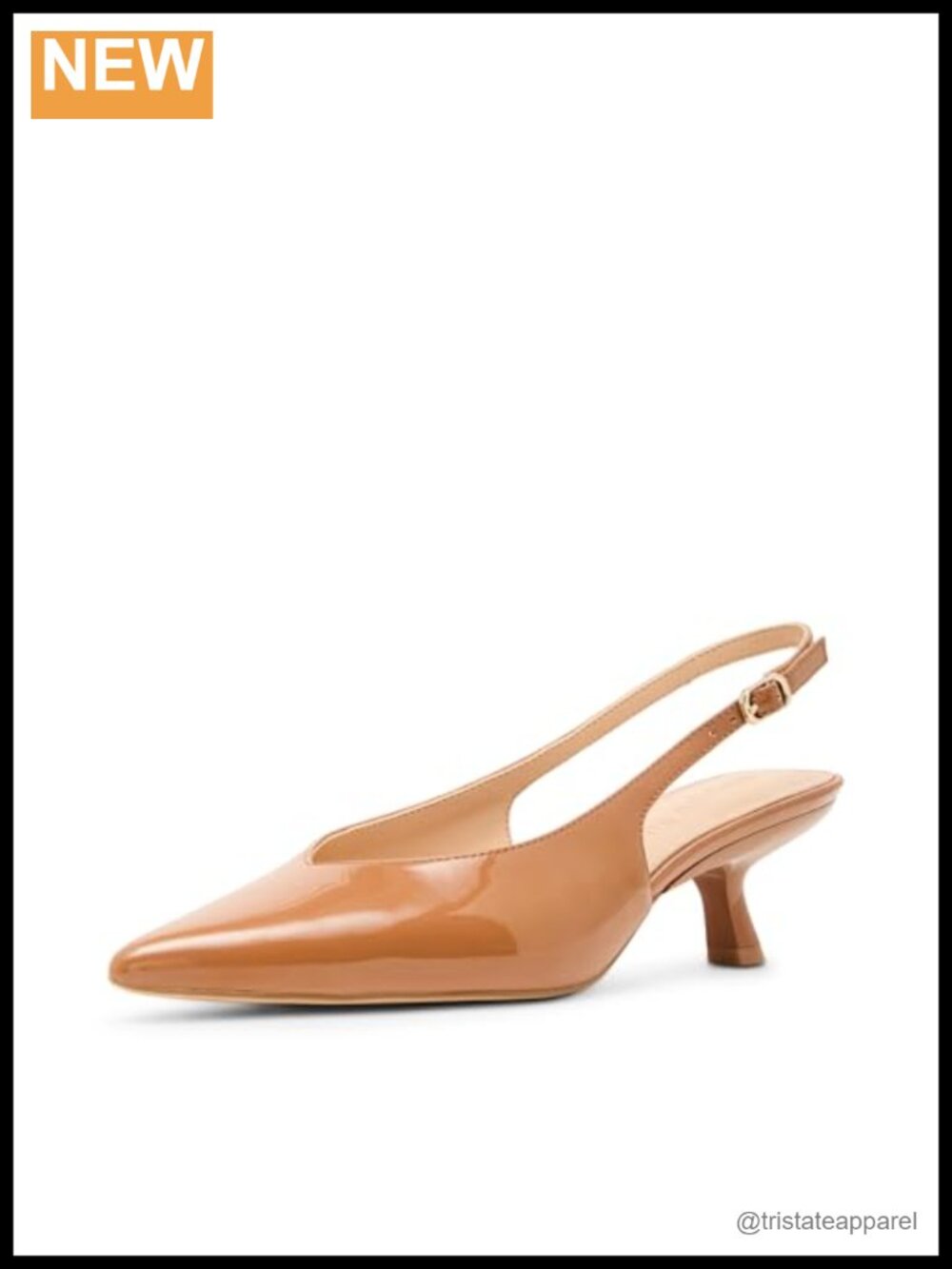 Caramel Patent Kitten Heel Pump